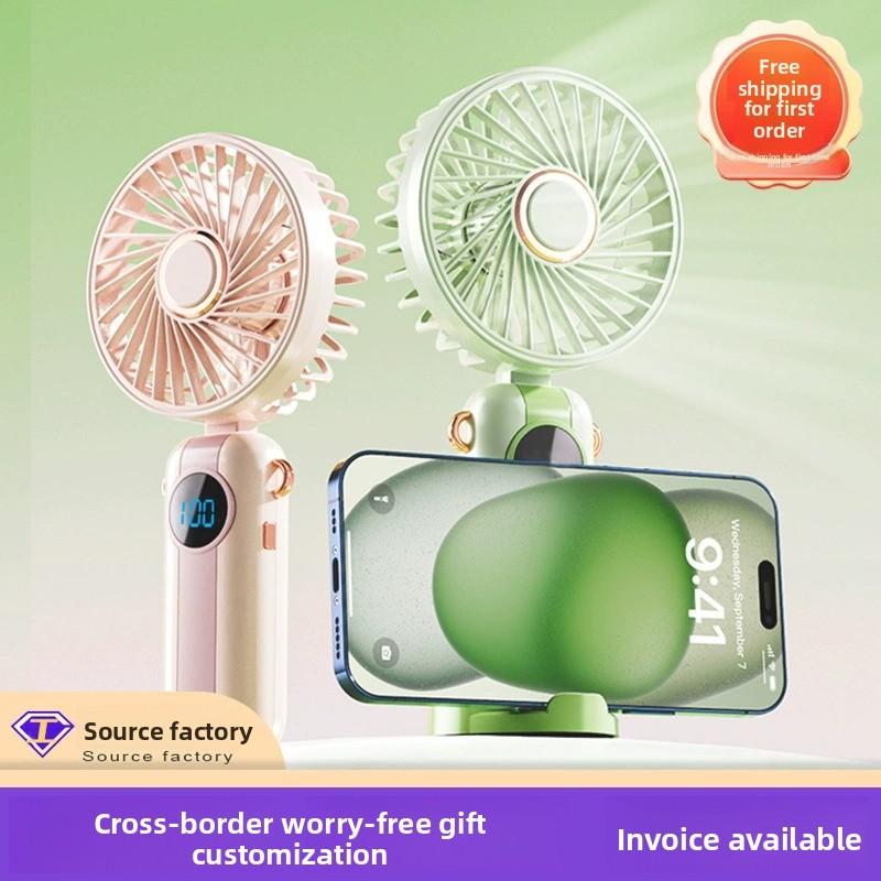 Mini ventilador de mano plegable con pantalla digital ventilador de escritorio portátil recargable