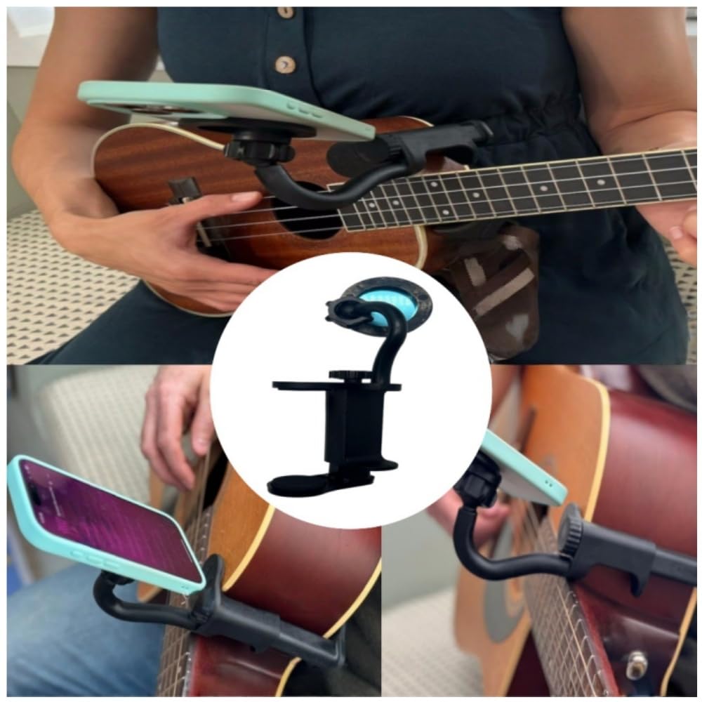 Granmagazz Rotating Headphone Adjustable Phone Holder for Guitar and Easy To Attach and Remove from Guitar Phone Strong Magnetic Feature Guitar/Bass
