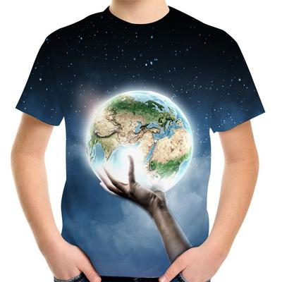 Летняя детская футболка для подростков 4-20 лет с принтом «Планета Земля Луна Галактика» с 3D-принтом для детей и малышей, модная футболка для мальчиков и девочек на день рождения, футболки, топы