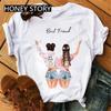 Summer Fashion Best Friends T-Shirt Short Sleeve Graphic Tees for Ladies Good Friend Bestie Sister Outfit Polyester Fabric