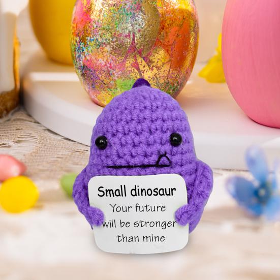 Позитивный вязаный крючком динозавр с воодушевляющей картой, эмоциональная поддержка, вязаная кукла-динозавр ручной работы, игрушка, украшение для детей и взрослых, рождественский подарок