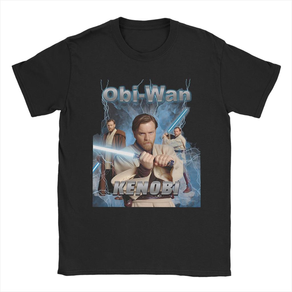 Космическая футболка Оби-Вана Кеноби Мужская 100% хлопок Креативные футболки Круглый вырез Иисус Ретро Коллаж Футболки Одежда с коротким рукавом С принтом