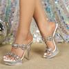 Eilyken Летние Сексуальные Кристальные Бриллиантовые ПВХ Прозрачные Женские Шлепанцы Тонкие Каблуки Клубные Туфли для Выпускного Вечера Zapatos Mujer