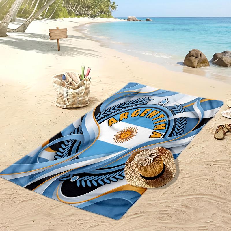 Argentina Football Print Beach Towel Quick Dry Super Absorbent Soft Bath Towel for Swimming Beach Travel Fan Souvenir Gift