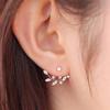 Women Leaf Design Shiny Rhinestone Stud Earrings Jewelry Xmas Gift
