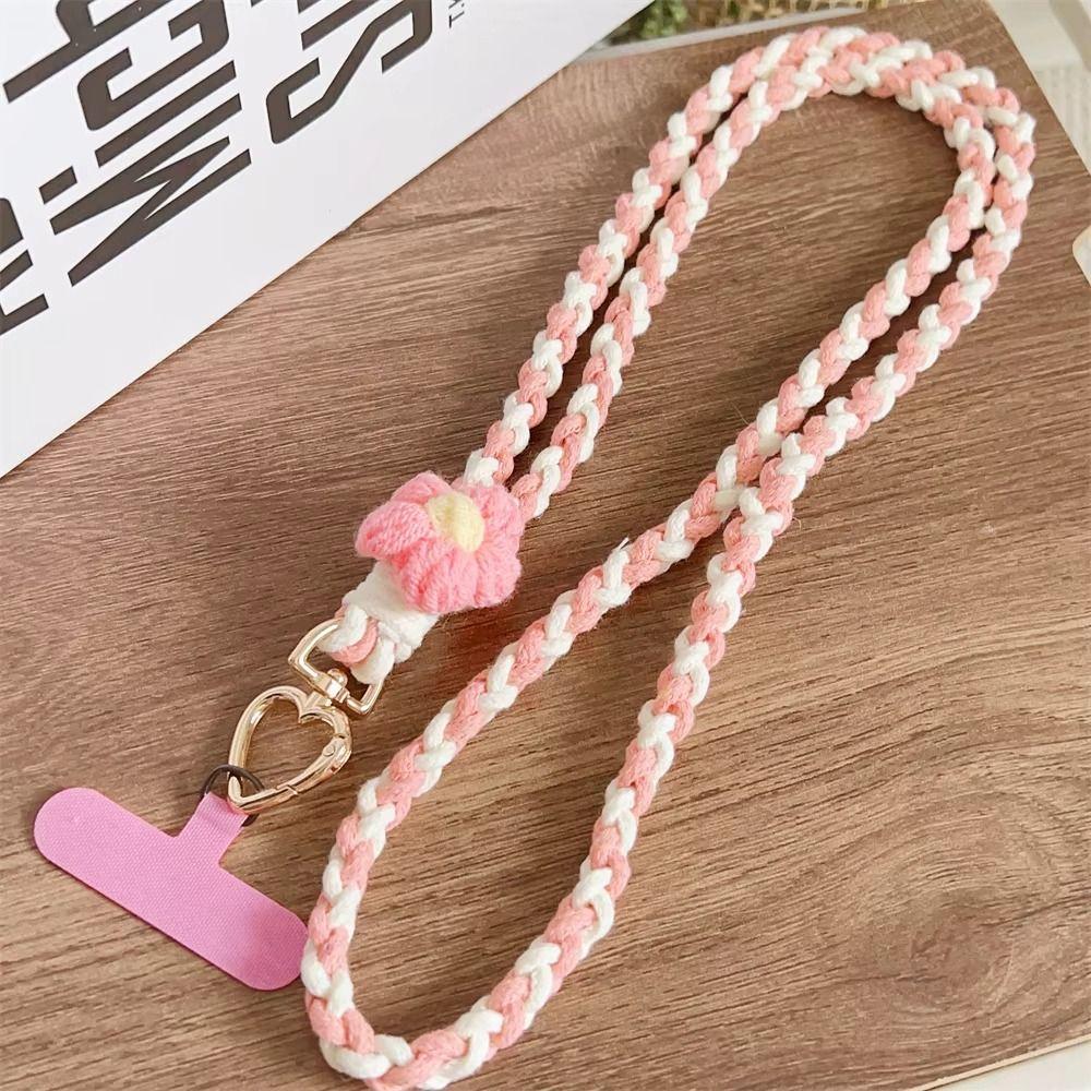 Rainbow Color Phone Woven Chain Phone Charm Crossbody Lanyard Cell Phone Strap Hanging Ornament