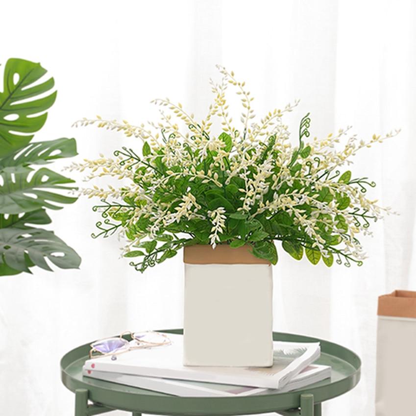 Decoration Artificial Plant Simulation Office Crafts Plastic 5 Stems Home Decor