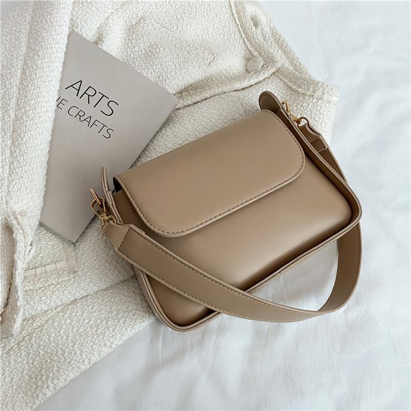 Summer Solid Color Women's Bag PU Leather Flap Shoulder Bag Fashion Lady Armpit Handbag and Purse Trendy Underarm Bag