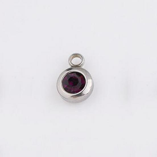 6.5mm Stainless Steel Birthstone Pendant - 12 Colors, DIY Jewelry Accessory
