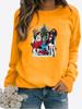 Spring and Autumn Women's Christmas Theme Printed Sweater Thickened Round Neck Long Sleeve Casual Sweatshirt Plus Size Top