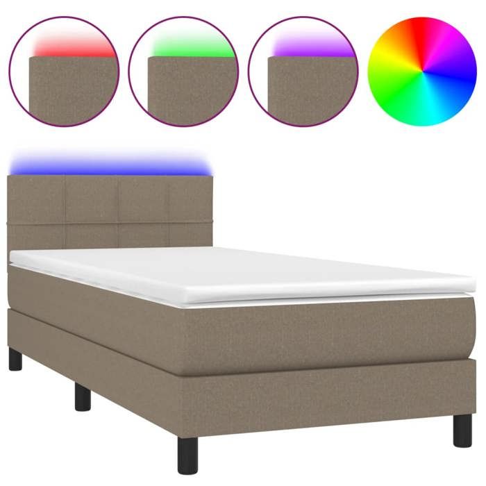 Maison Exclusive - Sommier à lattes de lit avec matelas LED Taupe 100x200 cm Tissu