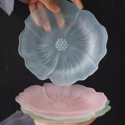 Поднос для чая из цветного стекла, креативный поднос для чая, поднос в форме лепестков, тарелка для закусок и фруктов, японская чайная церемония в стиле кунг-фу, поднос для сухофруктов, новый