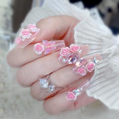 Нежные Розовые Накладные Ногти Готовые Наклейки для Ногтей, Наклейки на Ногти, Наклейки на Накладные Ногти, Носимые Наклейки для Ногтей U53