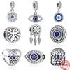 Стерлингового серебра 925 пробы "Глаз Греции" "Глаз Дьявола" Подвеска Шарм из бисера подходит для оригинального браслета Pandora DIY Женские украшения