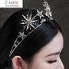 Vintage European 6 -Point Star Wedding Crown Tiaras Gold Color Rhinestone Diadem Princess Women Headband Bridal Hair Accessories