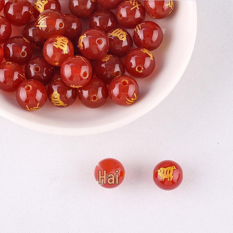 Браслет и подвеска из красного агата с бусинами знаков зодиака и разделительными бусинами-бочонками для DIY