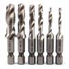 6PCS M3-M10 High Speed Steel Quick Change Hex Screw Tap Drill Bits Hss Taps Countersink Deburr Set Metric Combination Bit