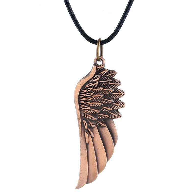 Vintage Angel Wing Pendant Necklace, Simple Alloy Jewelry for Men