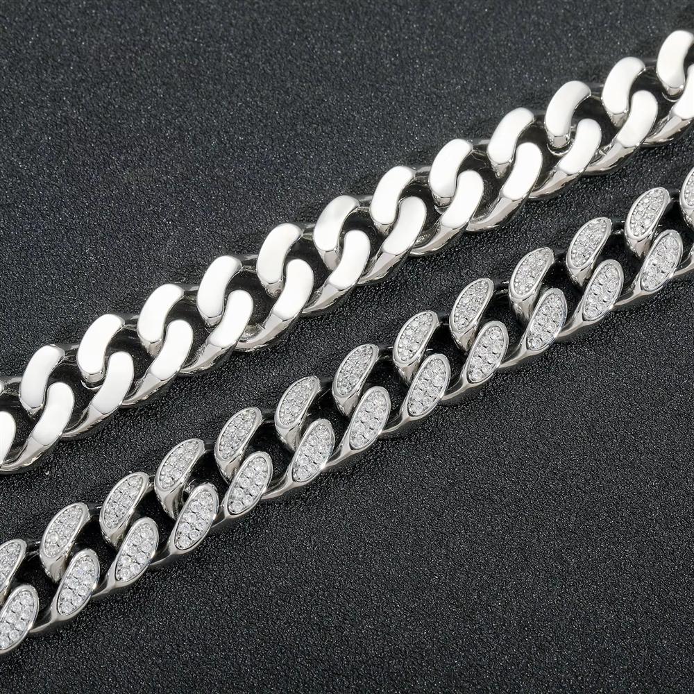 12mm Flip Buckle Double Row Full Diamond Trendy Brand Men's Personalized Hip Hop Cuban Bracelet Zircon