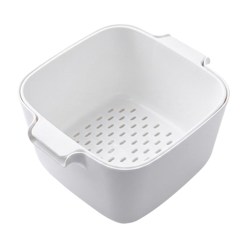 Double-layer drain basket Household kitchen vegetable basin Plastic fruit plate drain and water storage dual-purpose vegetable basket