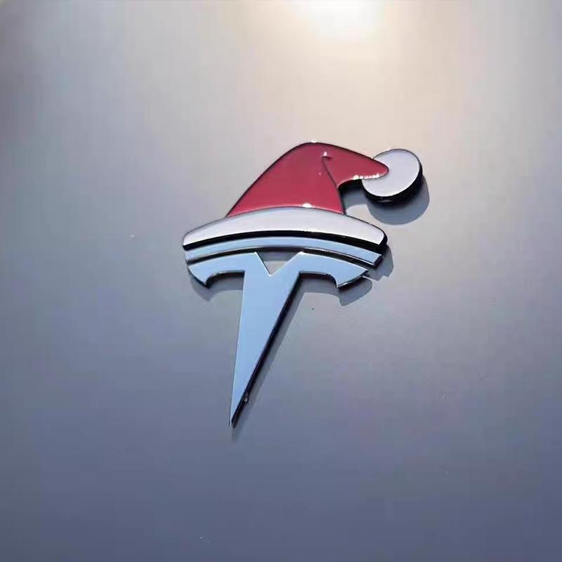 Применимо к рождественской шапке-наклейке Tesla Model 3/Y Автомобильная наклейка Модифицированная Милая Красная Шапочка Передняя Наклейка Декор