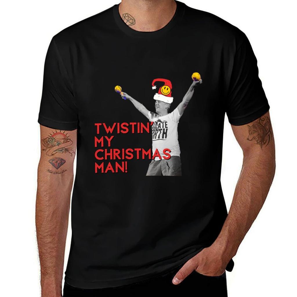 Twisting Twistin My Christmas Unisex Bez Happy Mondays Christmas Design Tshirt Lightweight Cooling Short Sleeve Tee