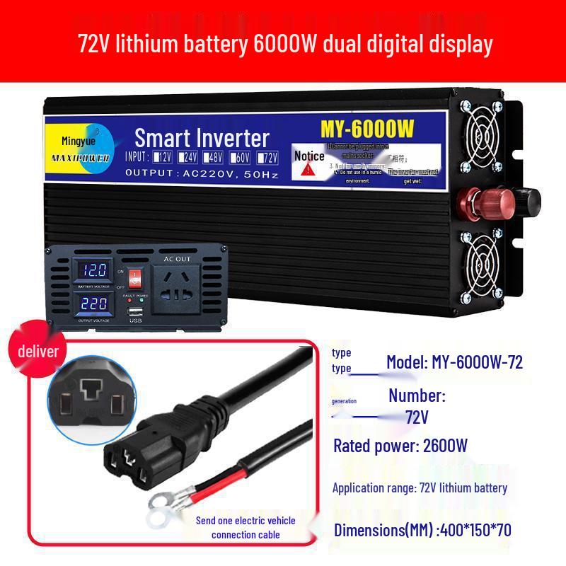 High-Power Electric Vehicle Inverter 48V-72V to 220V Universal Battery Converter