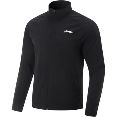 Li Ning Удобная Ветрозащитная Простая Свободная Стойка Воротник Универсальная Однотонная Куртка Спортивная Куртка Мужская Куртки Черный AFDV051-1
