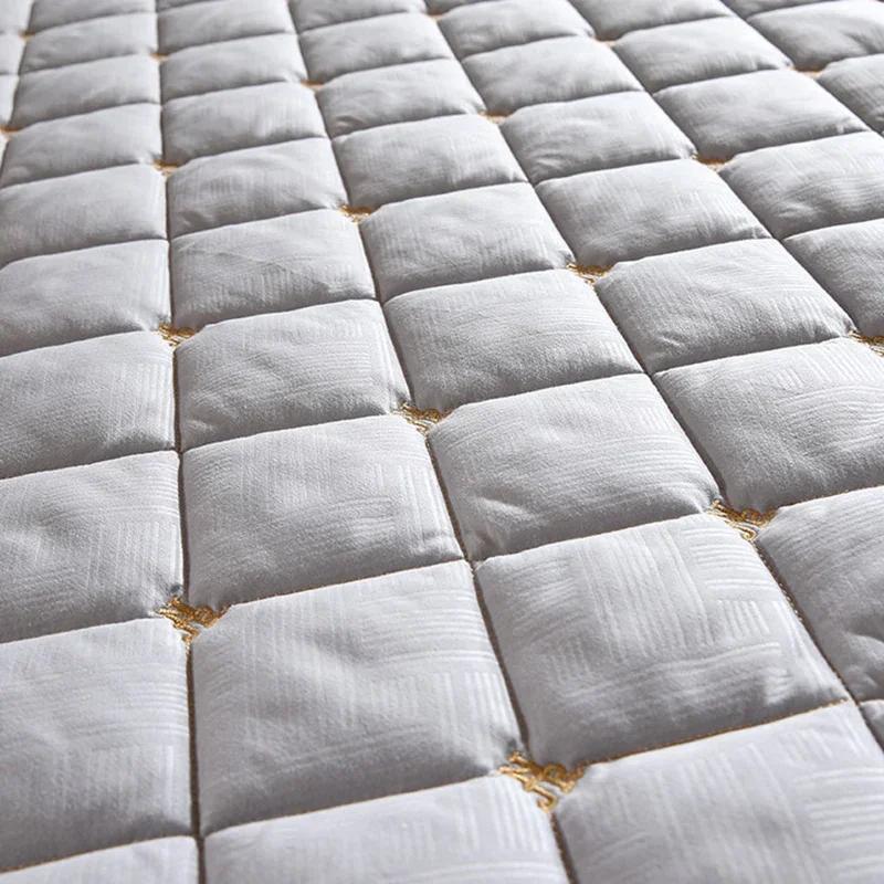 Luxury Thicken Pink Quilted Bed Spread Queen Size Nordic High Quality Pleated Edge Bedspread On The Bed Embroidery Bedspreads