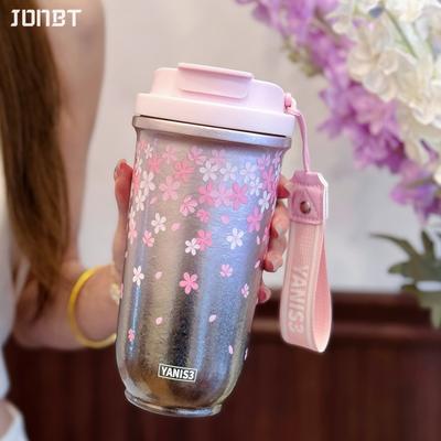 Термокружка Sakura из титана, 18 унций, с соломинкой, из нержавеющей стали, вакуумная, для горячего кофе, рождественский подарок