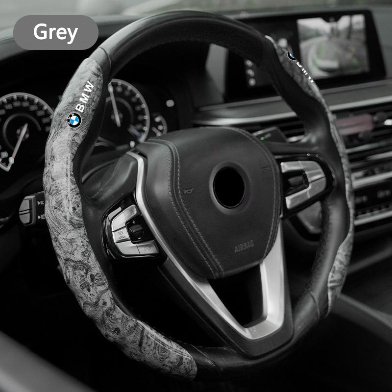 BBJX7 2Pcs Car Non-Slip Steering Wheel Cover Protection For BMW 50th M Sport M3 M4 M5 E36 E39 E46 E60 E90 F15 F20 G30 X1 X3 X5 X7 Logo