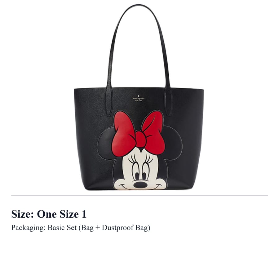 Kate Spade Disney, Collaboration Split Cow Leather Tote Bag, Shopping Bag, Handbag, Shoulder Bag Large Women's Black KG592