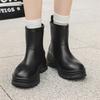 Женские непромокаемые ботинки средней высоты на толстой подошве, нескользящие, для выхода на улицу, флисовые, теплые, студенческие уличные водонепроницаемые ботинки