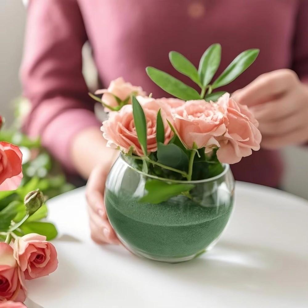 5PCS Green Floral Foam Blocks Fresh-Keeping Round Shape Floral Foam Brick Half Ball Shape DIY Flower Arrangement Kit