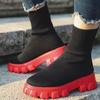 Women Boots Slip On Western Ankle Boots Platform Knitted Ladies Autumn Socks Boots for Women Fashion Female Booties