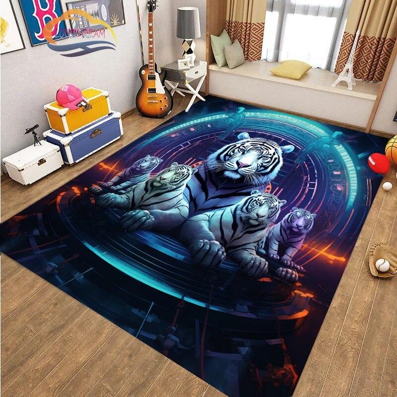 Коврик для пола с изображением животных, крутой тигр, модный ковер с рисунком для украшения дома, подарки, нескользящий коврик для гостиной и детской кровати