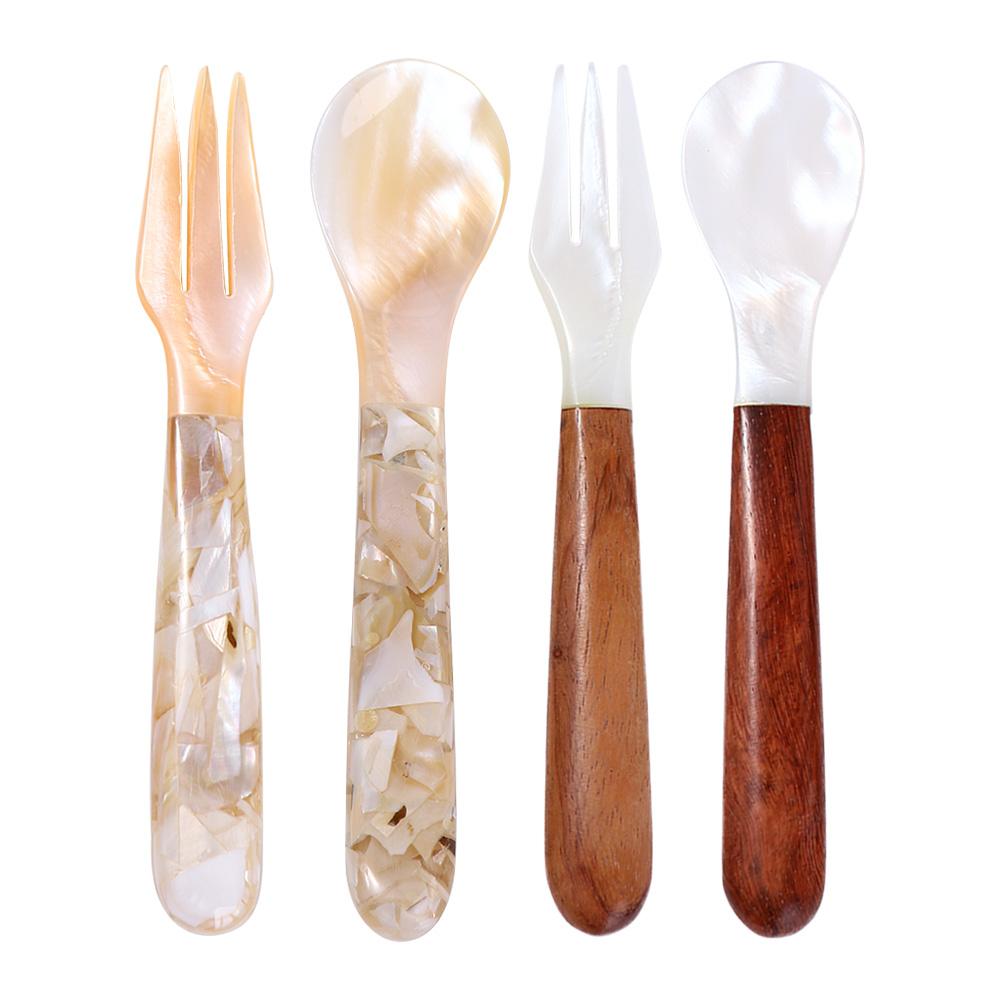 Creative Condiment Scoop Coffee Tableware Caviar Fork Shell Spoon Teaspoon Ice Cream Dessert Spoon