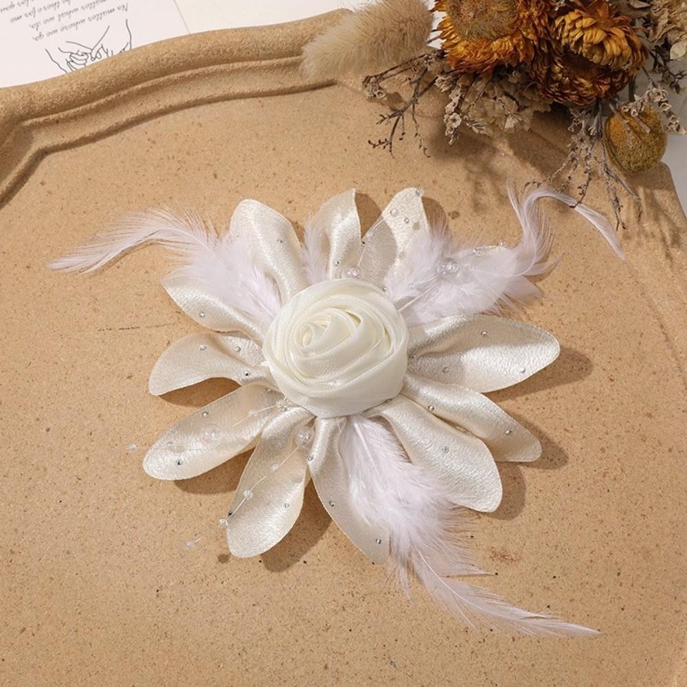 Feather Decor Pearl Feather Hair Accessory Pearl Embellishment DIY Craft Hair Ornament For Women