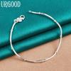 925 Sterling Silver 1.7mm Snake Chain Bracelet Fashion Jewelry