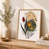 Boho Floral Wall Art, Abstract Line Art Canvas Painting, Minimalist Botanical Poster Print for Bedroom Living Room Wall Decor