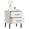 Nightstand OSLO with Metal Legs White Solid Pine Wood