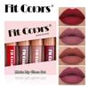 Fit Colors 4pcs Lip Gloss Set Matte and Diamond Glitter Liquid Lipstick Waterproof Long-Lasting Non-Stick Cup Velvet Lip Tint Makeup Gift Kit