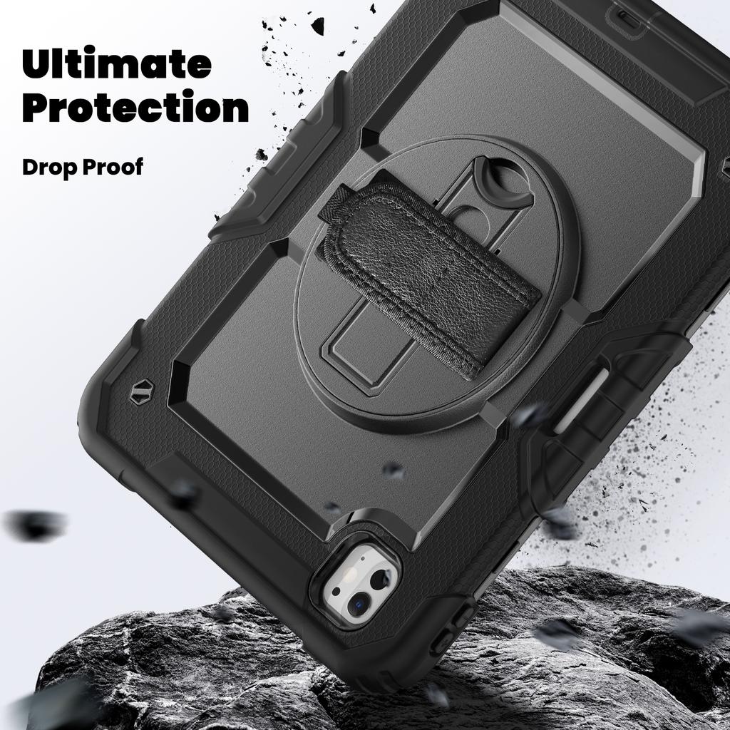 Для iPad Про 11 (2024) Чехол для ПК + силиконовый чехол для планшета с защитой экрана и держателем для карандашей