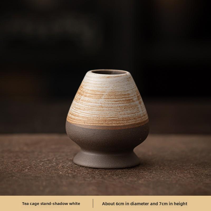 Набор бамбукового венчика для матча - Инструменты для дзен-чайной церемонии с венчиком и чашей из грубой глины, Традиционный подарок для любителей чая