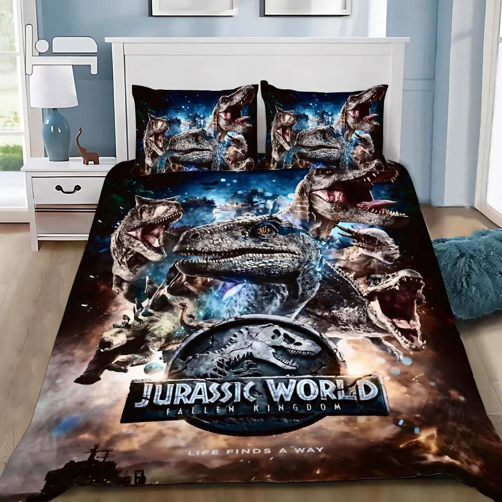 3D Duvet Cover Pillowcase Jurassic Dinosaur Park World Bedding Set Bedroom Decoration Youth Kids Girl Boys 2/3pcs set Full Size