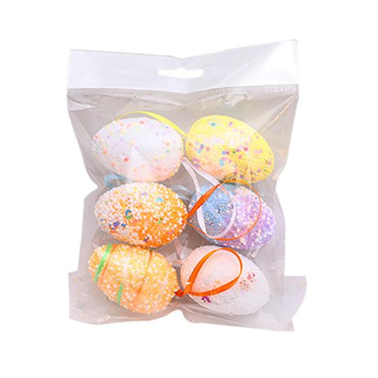 6Pcs/Set Hanging Decor Decorative Bright-colored Cute Attractive Beautiful Easter Egg Widget for Party