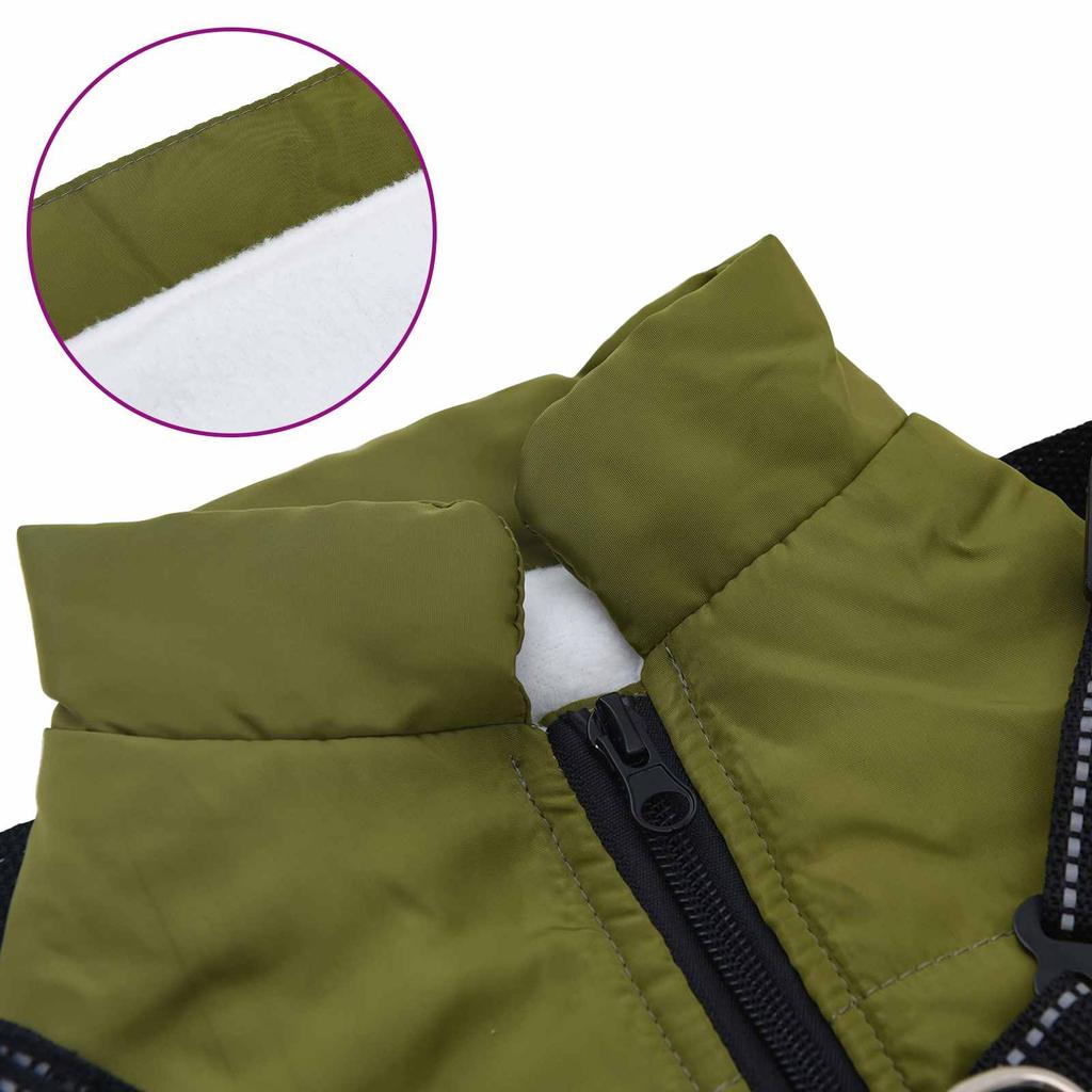 Dog Coat Olive Green L28 Fleece and Polyester