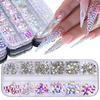 12 Grids/Box Crystal Nail Art Rhinestones Glass SS4-SS16 Shiny Flatback Diamond Gems DIY Nail Supplies Accessoires Ongles