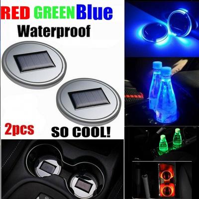 Автомобильный светодиодный солнечный светильник, подстаканник, автомобильный интерьер, USB, красочные атмосферные огни, лампа, держатель для напитков, противоскользящий коврик, автотовары
