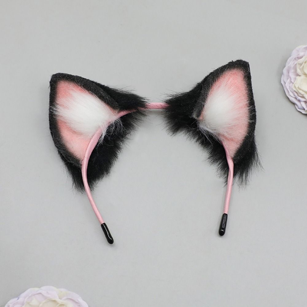 Головной убор для куклы-идола с ушками кота и волка, черно-белый головной убор для куклы из хлопка, нарядная игрушка